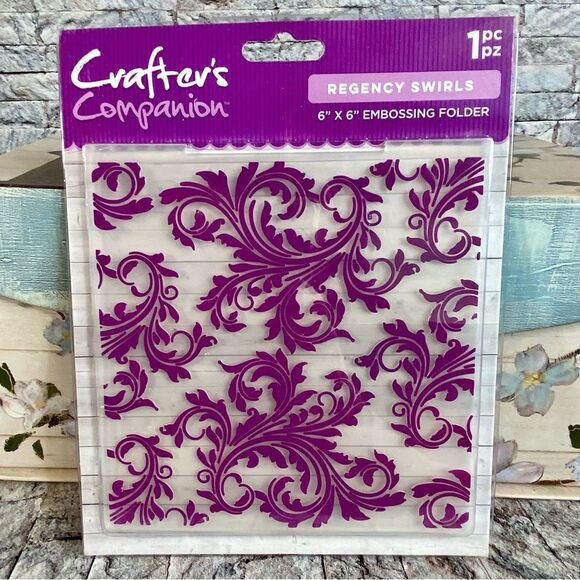 Crafters Companion NWT 6" x 6" Embossing Folder Regency Swirls Design 1 Piece - Picture 1 of 5